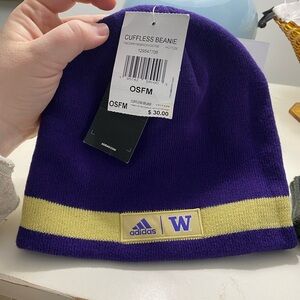 NWT Adidas University of Washington Purple and Yellow Beanie
